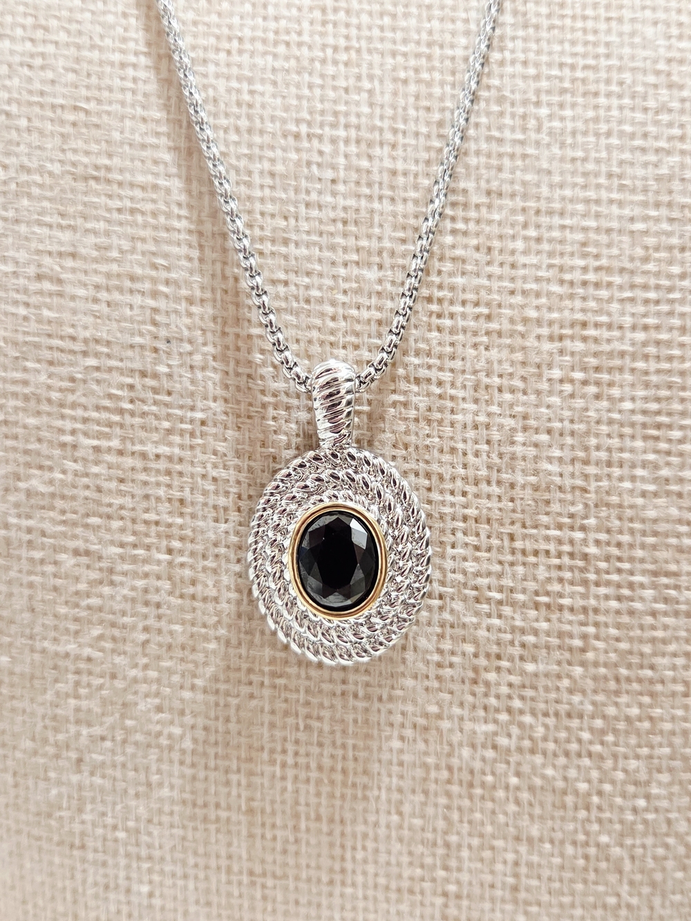 Silver-tone Necklace with Deep Amethyst Purple Gemstone Pendant